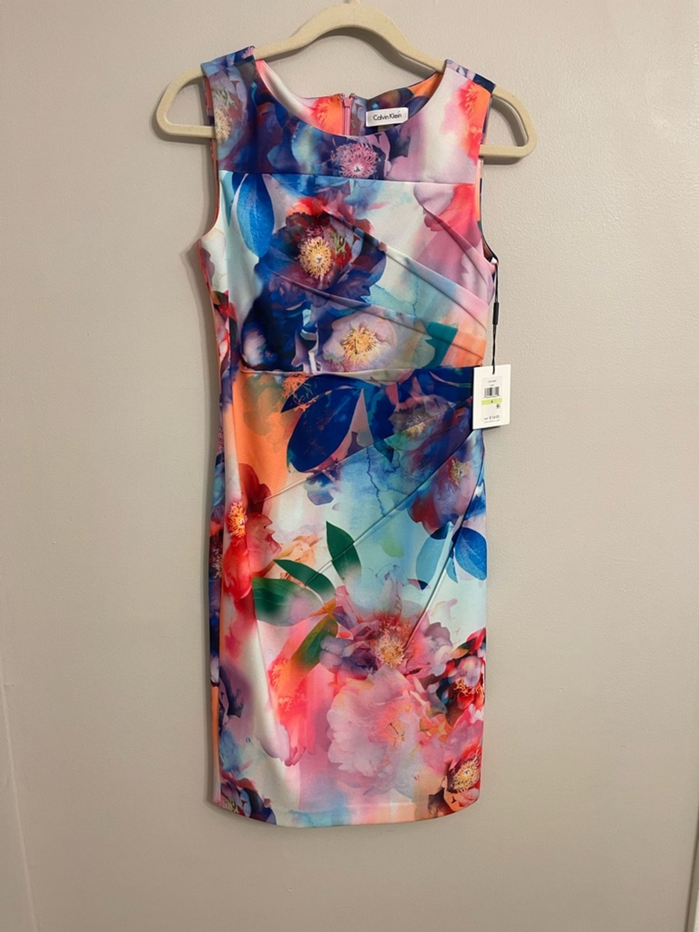 Calvin Klein Multicolor Floral Midi Dress - Pink, Blue, Green